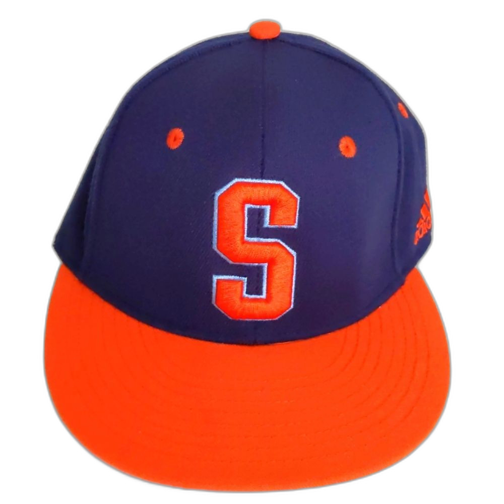 Men's Adidas Sabers Hat Cap Embroidered S Logo Navy Blue Orange S/M